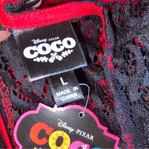 Disney Coco Dress Womens Large Red Black Lace Whimsigoth Goth Skater Retro NWT - Picture 9 of 11